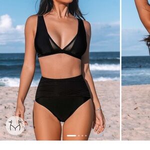 Cupshe Black Mesh Bikini Set